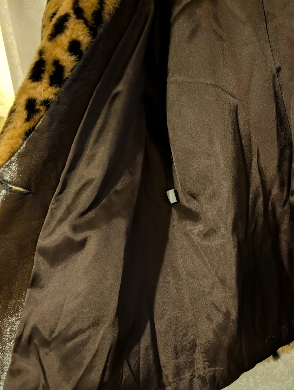 Faux Fur Leopard Car Coat Vintage? Silky Lining - Picture 14 of 16